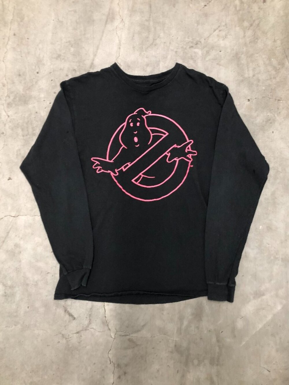 Ghostbusters Neon Logo Long Sleeve Shirt Black Size Medium